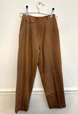 Vintage 1970s The Villager Tan 100% Wool Trousers Union Made USA Women Size 4P